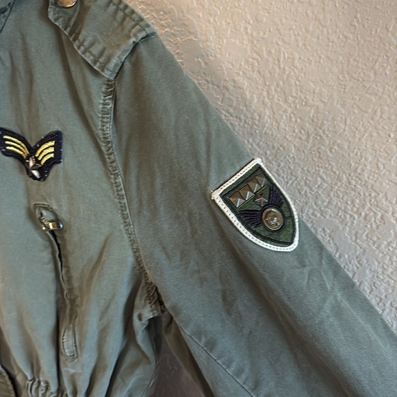 The Story Hooded Army Green Military Style Jacket with Patches/ Size Small - Picture 4 of 12